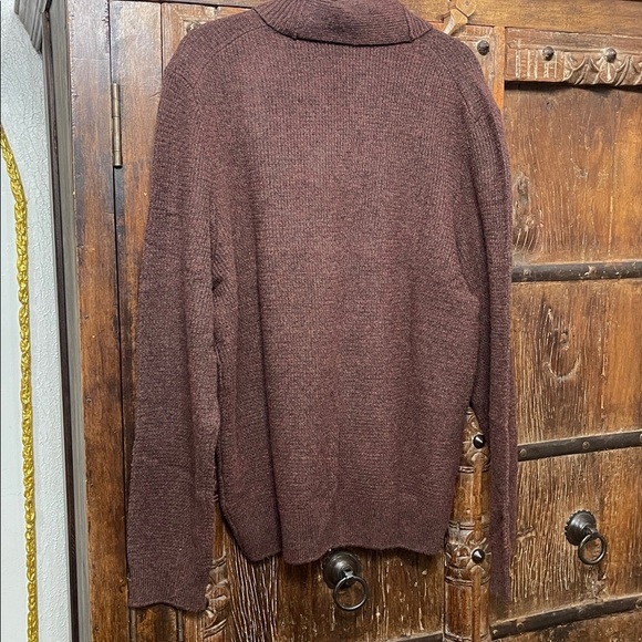 NWOT Joseph Abboud Wool Shawl Collar Sweater MenS XL Brown Heather Knit Pullover - Picture 6 of 8